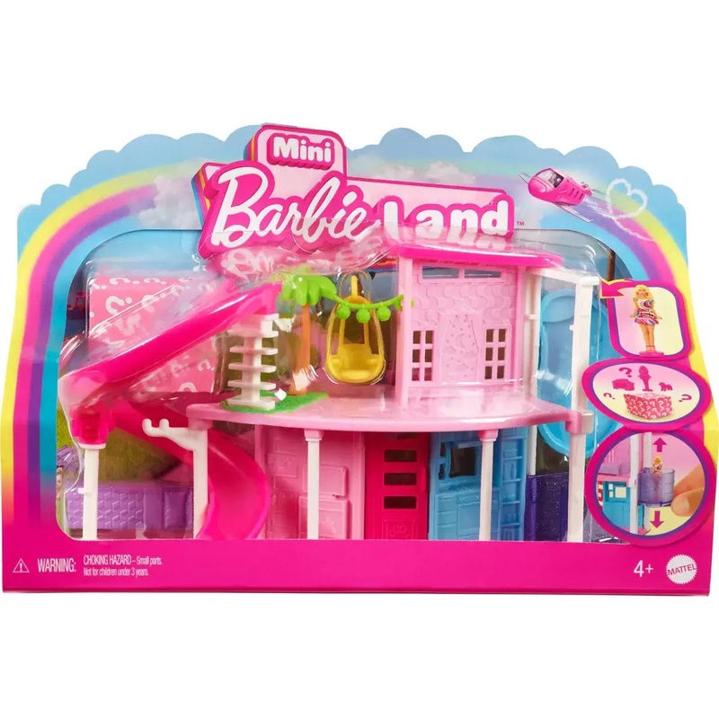 Mini Barbie Land House Pink Spiral Slide