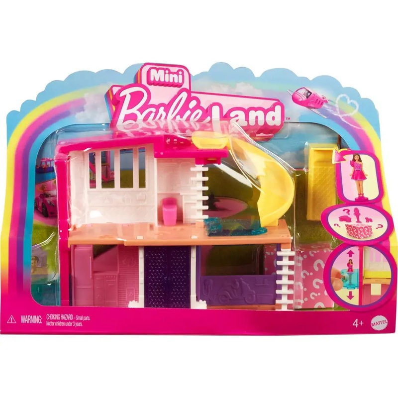 Mini Barbie Land House Yellow Water slide