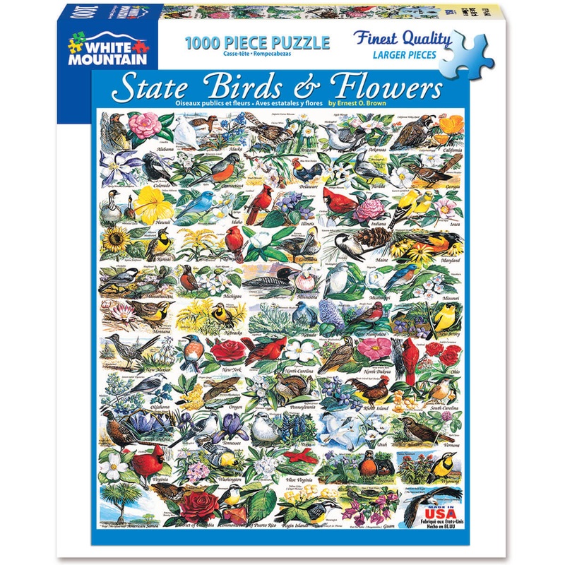 White Mountain Puzzles State Birds & Flowers 1000 Pc