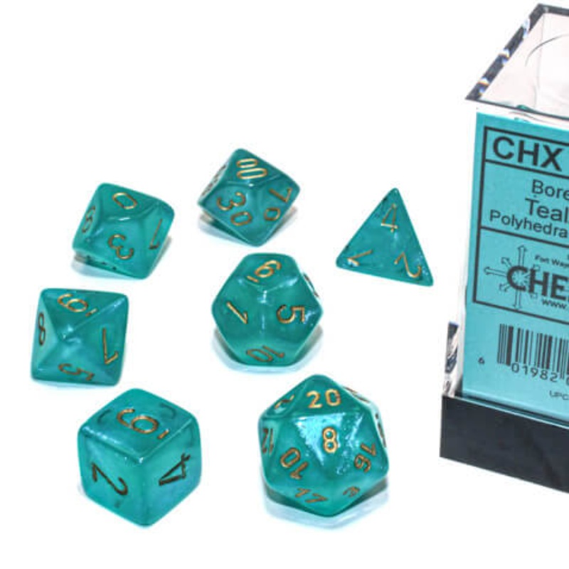 Chessex Borealis Teal/Gold Polyhedral 7-Die Set