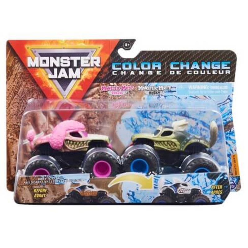 Monster Jam Color Change Monster Mutt Poodle vs Monster Mutt Husky 2-Pack