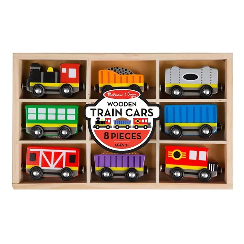 Melissa and Doug Magnetic Wooden Train Cars Set