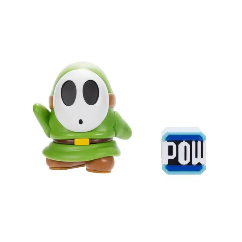 Super Mario Green Shy Guy with POW Block 4-Inch Action Figure