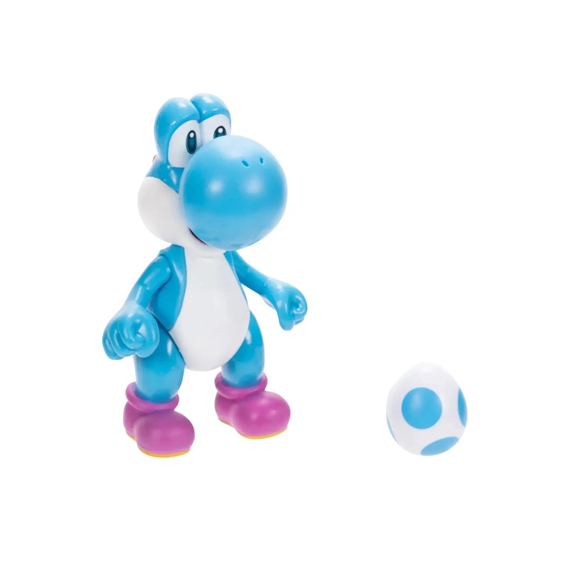 Super Mario Light Blue Yoshi with Egg 4-Inch Action Figure